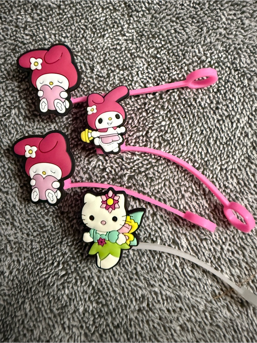 Pink My Melody & Hello Kitty straw cover